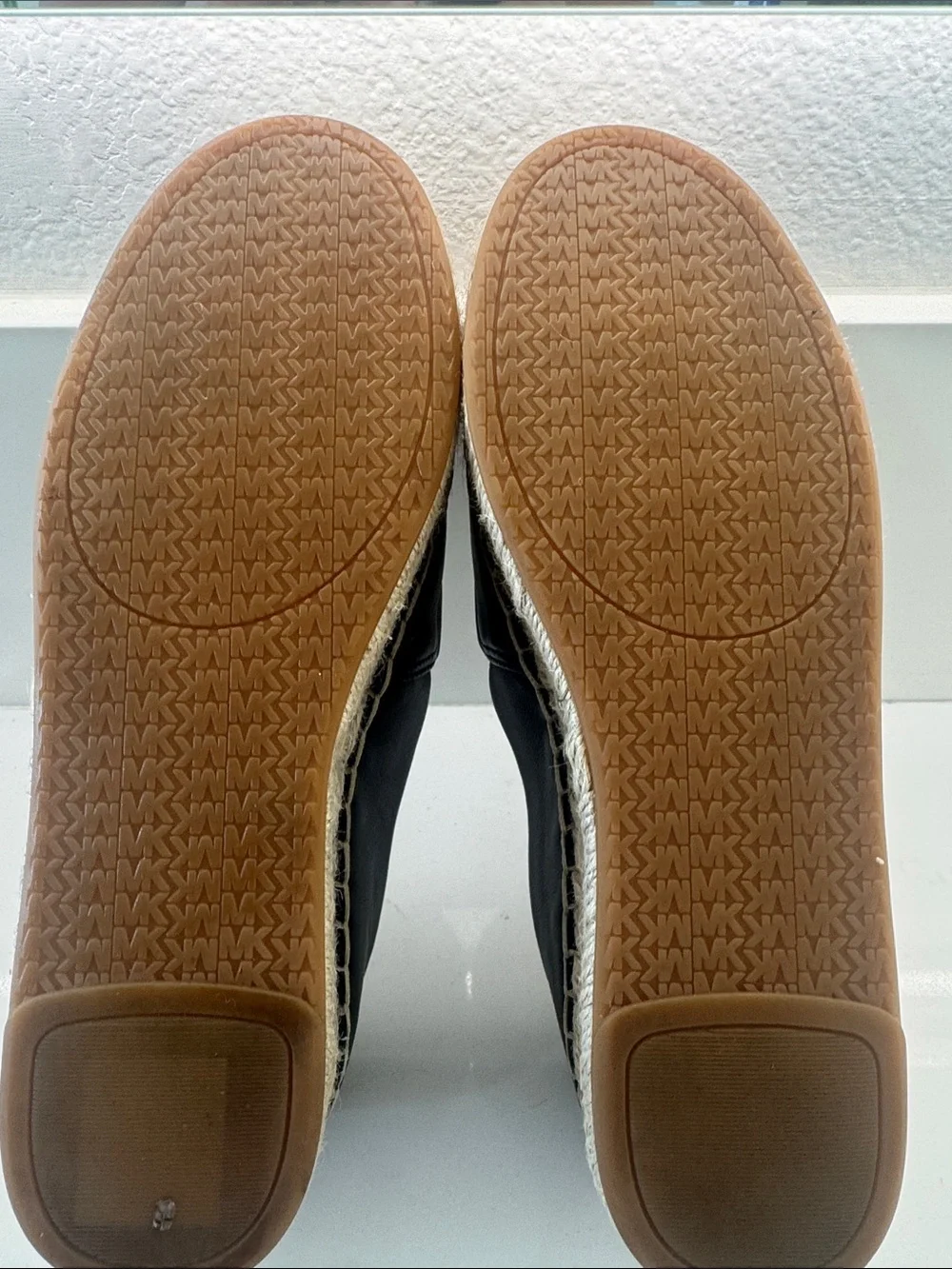 Michael Kors Black Leather Espadrille Slip-On Loafers